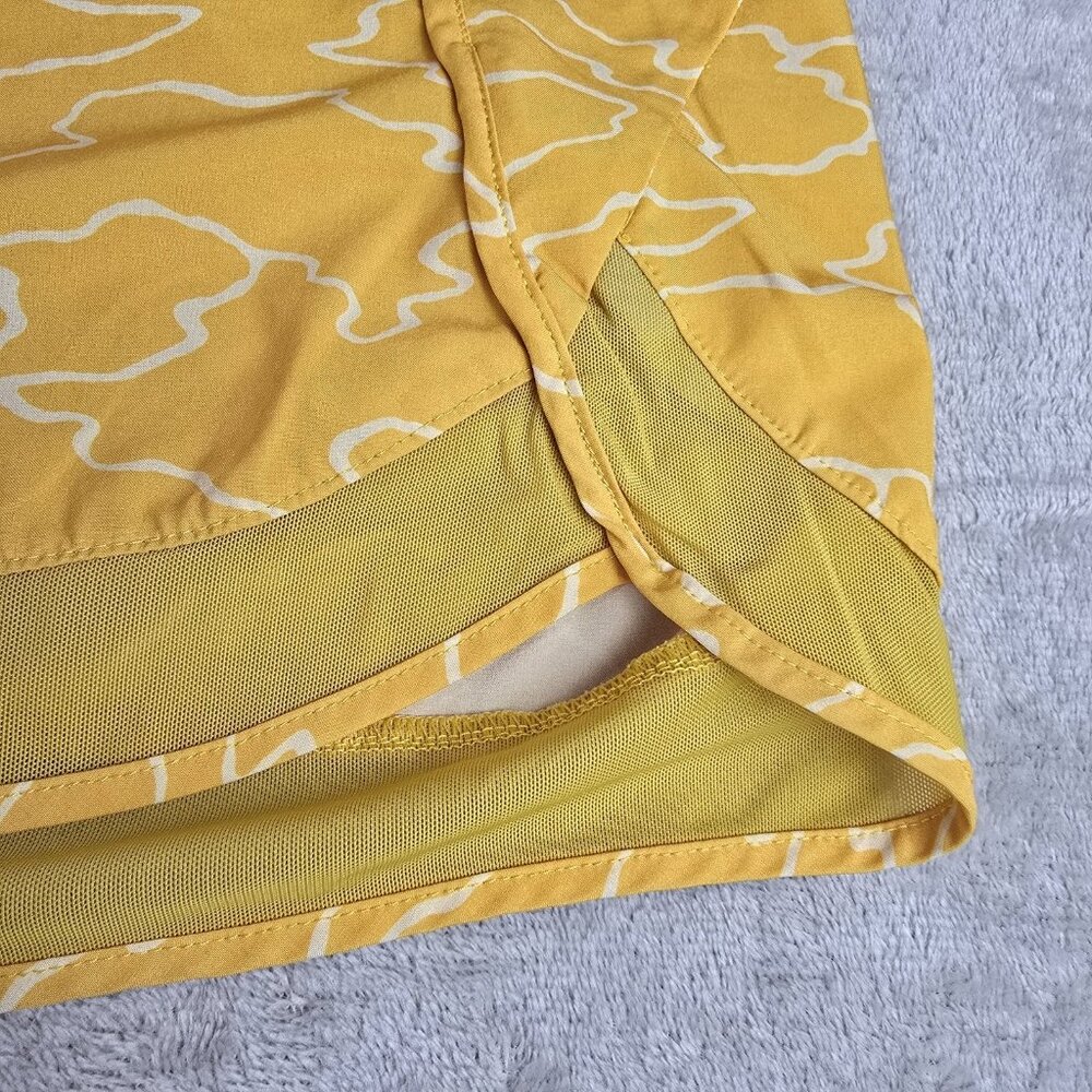 Athleta Womens 3X Running Shorts Printed MESH Racer RUN Yellow Athletic Lined - Picture 5 of 16